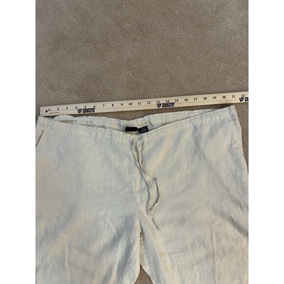 Mossimo Womens Linen Straight Capri Pants Size XL White Summer Lounge Beach - Picture 2 of 5